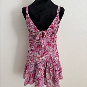 Floral Pink Ruched Dress XL